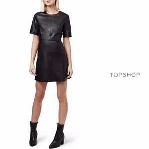 Topshop Black Vegan Leather Dress Sz 4